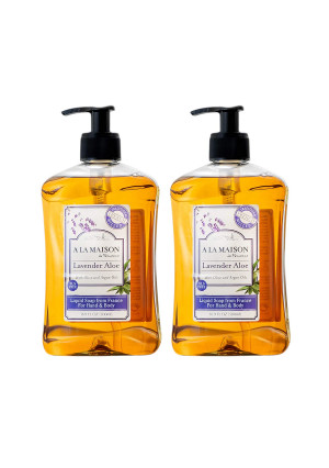 A La Maison de Provence Lavender Aloe Liquid Hand and Body Soap (Pack of 2) With Argan Oil, Olive Oil and Vitamin E, 16.9 fl oz Each (SG_B072Q1PDBS_US)