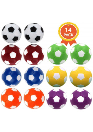 Qtimal Table Soccer Foosballs Replacement Balls, Mini Colorful 36mm Official Tabletop Game Ball - Set of 14