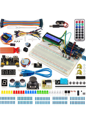 Miuzei Electronics Kit for Arduino Projects, Super Starter Kit Circuit BreadBorad Kit with LCD1602 Module, Breadboard, Servo, Sensors, LEDs and Detailed Tutorial MA05