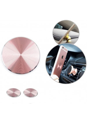 ZZoo Adhesive Metal Plate Mounting Kits Stickers Discs Magnetic Patch Compatible with Air Vent Magnetic Car/Vehicle Mount Holder Especially for iPhone 6S 7 7plus (2pack-Rose Gold)