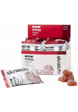 SKRATCH LABS Sport Energy Chews, Raspberry (10 pack) - Natural, Developed for Athletes and Sports Performance, Gluten Free, Dairy Free, Vegan
