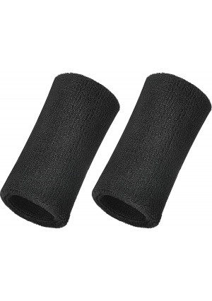 WILLBOND 6 Inch Wrist Sweatband Sport Wristbands Elastic Athletic Cotton Wrist Bands for Sports 2 Pieces