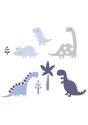 Bedtime Originals Roar Dinosaur Wall Appliques, Blue/Gray