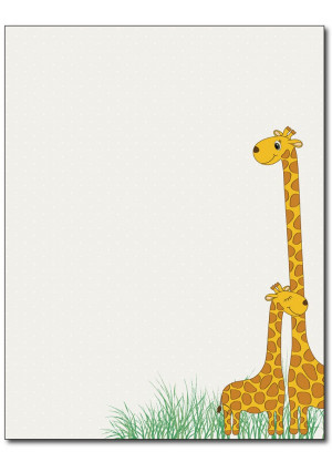 Baby Mama Giraffe Stationery Paper - 80 Sheets - Great for Baby Showers, Birth Announcements, and Children's Party Invitations