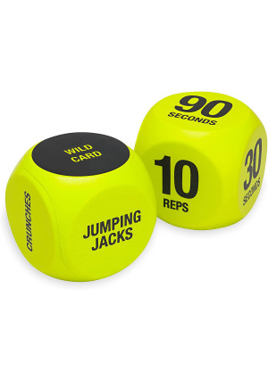 SPRI Exercise Dice (6-Sided) - Game for Group Fitness and Exercise Classes - Includes Push Ups, Squats, Lunges, Jumping Jacks, Crunches and Wildcard (Includes Carrying Bag)
