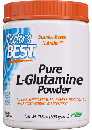 Doctor's Best Pure L-Glutamine Powder, Supports Muscle Mass, Strength and Post-Workout Recovery, Amino Acid, 300g
