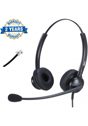 RJ9 Telephone Headset for Office Phones Call Center Headset with Noise Cancelling Microphone Compatible with Plantronics Altigen Polycom Gigaset Avaya Aastra AudioCodes Toshiba Fanvil Mitel Nortel