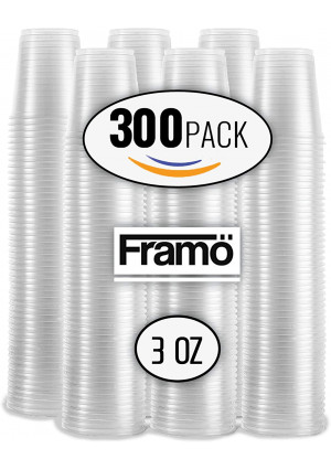 Framo 3 Oz Clear Plastic Cups, Small Disposable Bathroom Mouthwash Cups,(300 count) (Clear, 300)