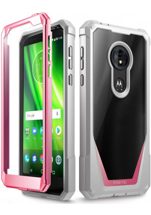 Moto G6 Play Case, Moto G6 Forge Case, Poetic Guardian [Scratch Resistant Back] Full-Body Rugged Clear Hybrid Bumper Case with Built-in-Screen Protector for Moto G6 Play/Moto G6 Forge Pink