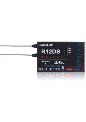 Radiolink 2.4GHz R12DS RC Radio Receiver Support SBUS/PWM DSSSandFHSS for Radiolink AT9/AT9S/AT10/AT10II
