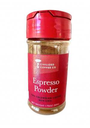 Civilized Coffee Espresso Coffee Powder for Baking and Smoothies, Non GMO, 100% Colombian Coffee fine ground 1.75 ounce