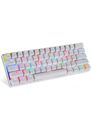 MOTOSPEED 60% Mechanical Gaming Keyboard Compact 61 Keys RGB Backlit Wired/Wireless 3.0 Type-C Gaming/Office Keyboard for PC/Mac/Linux/iPad/iPhone/Smartphone/Laptop Blue Switch