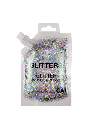 New Hair and Body Glitter Bag Pouch Holographic Cosmetic Grade  Glamour (SILVER)