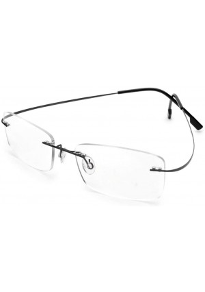 Flexible Titanium Rimless Computer Reading Glasses +3.50 Strength Men Women Lightweight Blue Light Blocking Readers Eyeglasses