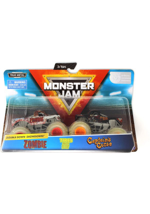 Monster Jam, Official Zombie vs. Captain's Curse Die-Cast Monster Trucks, 1:64 Scale, 2 Pack