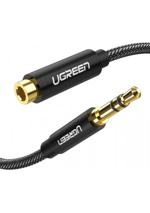 UGREEN Headphone Extension Cable, 3.5mm Audio Male to Female Stereo Extension Adapter Nylon Braided Cord Compatible for iPhone, iPad, Smartphones, Headphones, Tablets, Media Players, Gold-Plated 6FT