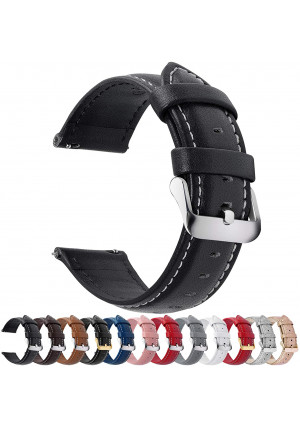 12 Colors for Quick Release Leather Watch Band, Fullmosa Axus Genuine Leather Watch Strap 14mm, 16mm, 18mm, 20mm, 22mm or 24mm (choose the proper size)