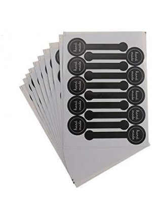 200pcs Black Lollipop Hand Made Sealing Sticker, Hand Made Adhesive Label for Tins Boxes Bags