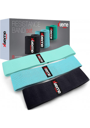 Resistance Bands | Premium Set of 3 Hip Bands for Exercise, Fitness and Workout. | Non Slip, Anti Roll and Anti Snap Design.