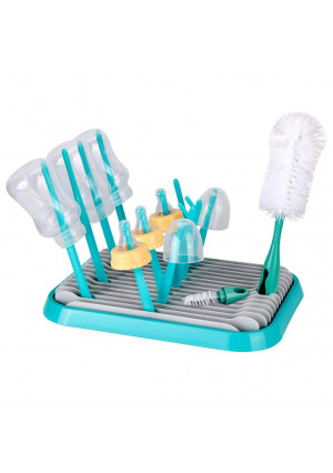 Baby Bottle Drying Rack with Bottle Cleaning Brush Set/Plastic Bag and Bottle Dryer - Drying Rack Saves Money and The Planet Folds for Easy Storage