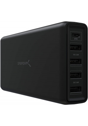 Sabrent 114W 5-Port USB A and USB Type-C PD Smart Charger Charging Station (AX-LPD5)