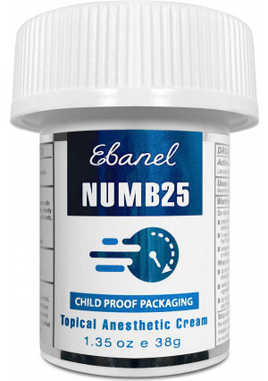 Numb25 Topical Numbing Cream, Lidocaine 5% Max Strength, 1.35oz Painkilling Anesthetic Ointment Rub with Liposomal Technology, Relief Local Anorectral Discomfort