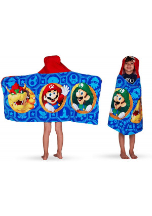 Super Mario Nintendo Hooded Towel Wrap Boys' Blue