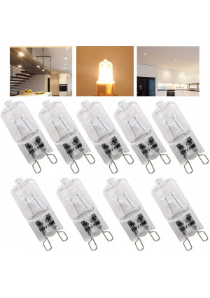 9 Pack,G9 Halogen Light Bulbs 40 Watt,Crystal Clear Lense, T4/Q40/G9/CL/120V JD Type Halogen House Hold Light Bulb,for Hanging Pendant Accent Type Spot Down Lamp Chandelier Sconce Fixture Lighting