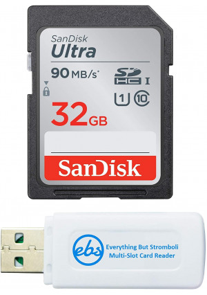 SanDisk 32GB SDHC SD Ultra Memory Card Works with Kodak PIXPRO Astro Zoom AZ252, AZ251, AZ401 Camera UHS-I (SDSDUNR-032G-GN6IN) Bundle with (1) Everything But Stromboli Combo Card Reader