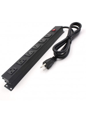 Power Strip with 6 Outlets 6 Ft UL 14AWG Cord Straight Plug for Commercial, Industrial, School and Home,15A 125V 1875W, ETL Approved and Listed, Black