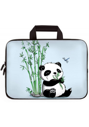 14 15 15.4 15.6 inch Laptop Handle Bag Computer Protect Case Pouch Holder Notebook Sleeve Neoprene Cover Soft Carrying Travel Case for Dell Lenovo Toshiba HP Chromebook ASUS Acer (Bamboo and Panda)