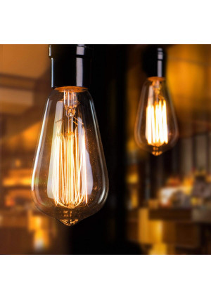 Minetom Vintage Edison Light Bulbs 6Pcs E26 Base Dimmable Antique Filament Light Bulbs 60 Watt Decorative Incandescent Light Bulbs, Amber Bulbs(Warm White)