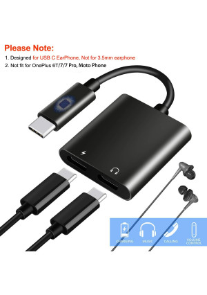 LecLooc USB C Splitter, Dual USB C Audio and Charger Adapter for Pixel 2/2 XL/3 XL/4XL,Galaxy Note 10/10+/S20/20+/20 Ultra, Macbook/iPad Pro, Essential, Huawei Mate 10/20 Pro (Not Fit Moto and OnePlus)