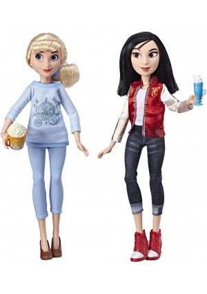 Disney Princess Ralph Breaks The Internet Movie Dolls, Cinderella and Mulan Dolls with Comfy Clothes and Accessories