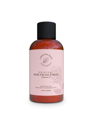 Rose Water Facial Toner - Face Toner - Witch Hazel - Organic and Natural Ingredients and Vitamin C, Skin Clearing, Tightens Pores, Hydrates, Restores pH. No Harmful Chemicals - Christina Moss Naturals 4oz