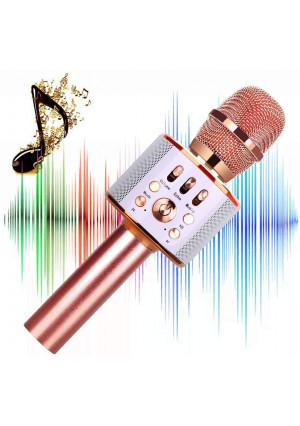 Microphone for Kids Children Karaoke Microphone Wireless Bluetooth Microphone 4-in-1 Toy Microphone Echo Mic Karaoke Machine Portable Microphones Christmas Birthday Gifts for Age 4,5,6,7,8 (Rose)