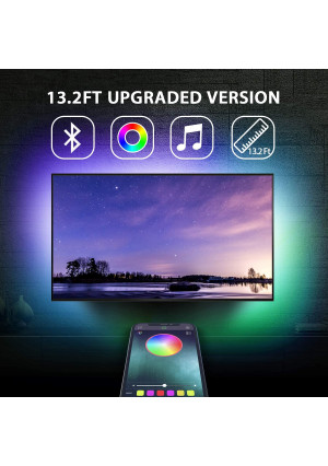 13.2Ft TV Backlights USB Light Strip Kit for 55"-70" TV, Mirror, PC, APP Control Sync to Music, Bias Lighting, 5050 RGB Waterproof IP65 USB LED Strip Lights Compatible with Android iOS