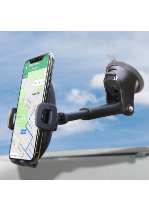 Suction Cup Phone Holder Windshield/Dashboard/Window, Universal Dashboard and Windshield Suction Cup Car Phone Mount with Strong Sticky Gel Pad,Compatible W/iPhone, Samsung andOther Smartphone