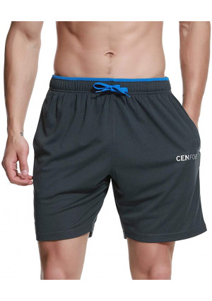 CENFOR Men's 7" Athletic Workout Shorts with Pockets Drawstring Quick Dry Breathable Active Training Shorts