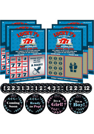 Pregnancy Announcement Scratch Off Cards for Baby Announcement - 6 Pregnancy Scratch Offs Included - Comes with Pregnancy Stickers