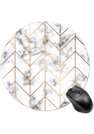 BYBART Mouse Pad, Black White Marble Stripe Mouse Pad Round Non-Slip Rubber Mousepad Office Accessories Desk Decor Mouse Pads for Computers Laptop