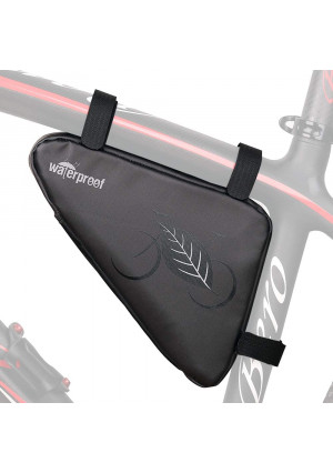 WOTOW Bike Waterproof Frame Bag, Bicycle Storage Front Tube Triangle Bag Cycling Water Resistant Saddle Pouch Strap On Bike Accessories Tool Accessible Pack Reflective for Road Mountain Bike Riding