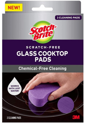 Scotch-Brite Cooktop, Glass Stovetops, Chemical-Free, 2 Cleaning Pads, Multi-Color, 2 Count