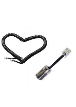 Telephone Cord Cable Landline Handset 9.8Ft Uncoiled Microphone Receiver Line Connector Copper Phone Volume Curve with 1PCS Anti-Tangle Telephone Cord Untangler 360 Degree Rotating Swivel Accessory