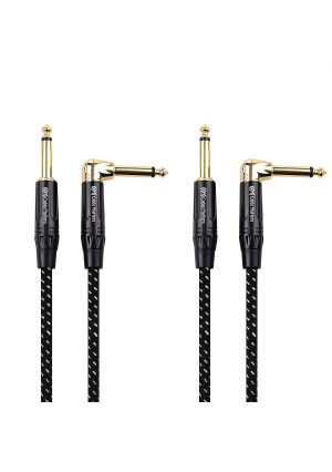 Cable Matters 2 Pack 1/4 Inch TS Straight to Right Angle Guitar Cable, 1/4 Instrument Cable - 6 Feet