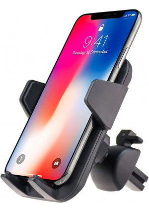 Fugetek Car Vent Phone Mount Holder, Universal Adjustable Cradle, One Touch Close and Release, Durable, Compatible with iPhone 11, XR/XS Max, XS/X, 8/8+, 7/7+, Galaxy S10,S9,S8, HTC, Google (Grey)