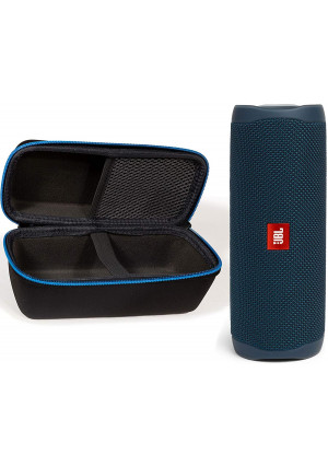 JBL Flip 5 Waterproof Portable Wireless Bluetooth Speaker Bundle with divvi! Protective Hardshell Case - Blue