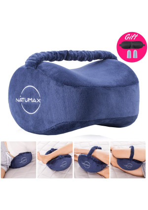 NATUMAX Knee Pillow for Side Sleepers - Sciatica Pain Relief - Back Pain, Leg Pain, Pregnancy, Hip and Joint Pain Memory Foam Leg Pillow (Pillow+Sleep Mask and Ear Plugs)