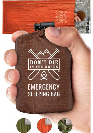 Emergency Sleeping Bag With Hood | Ultralight, Waterproof, Thermal Mylar Sleeping Bag Liner | Survival Bivy Space Blanket Bivey For Hiking, Backpacking, Earthquake, First Aid Kits, Camping Gear Orange