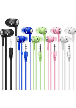 Bulk Earbuds 50 Pack Multi Colored for Classroom Kids Child Teen, Factorymall Wholesale Disposable Earbuds Earphones Headphones for School,Students,Library Computer Lab,Donate